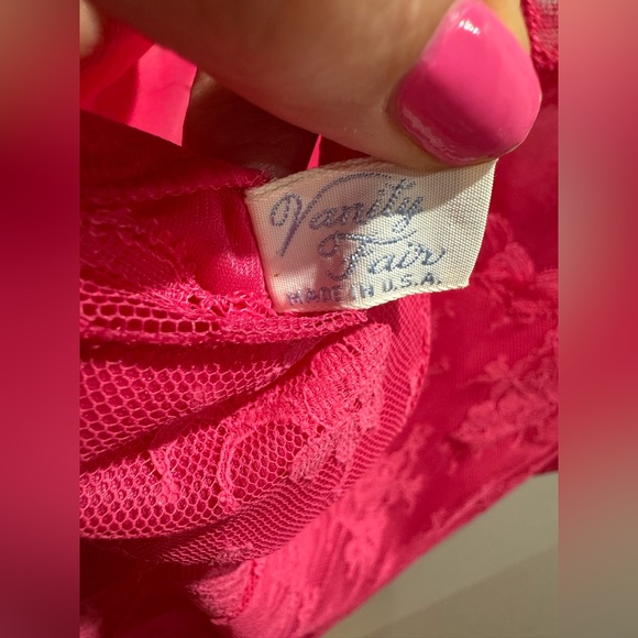 Vintage vanity fair hot pink Pink Lace Slip Dress size 32 small - Picture 9 of 9